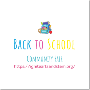 Back to School Community Fair Backpack Logo Posters and Art